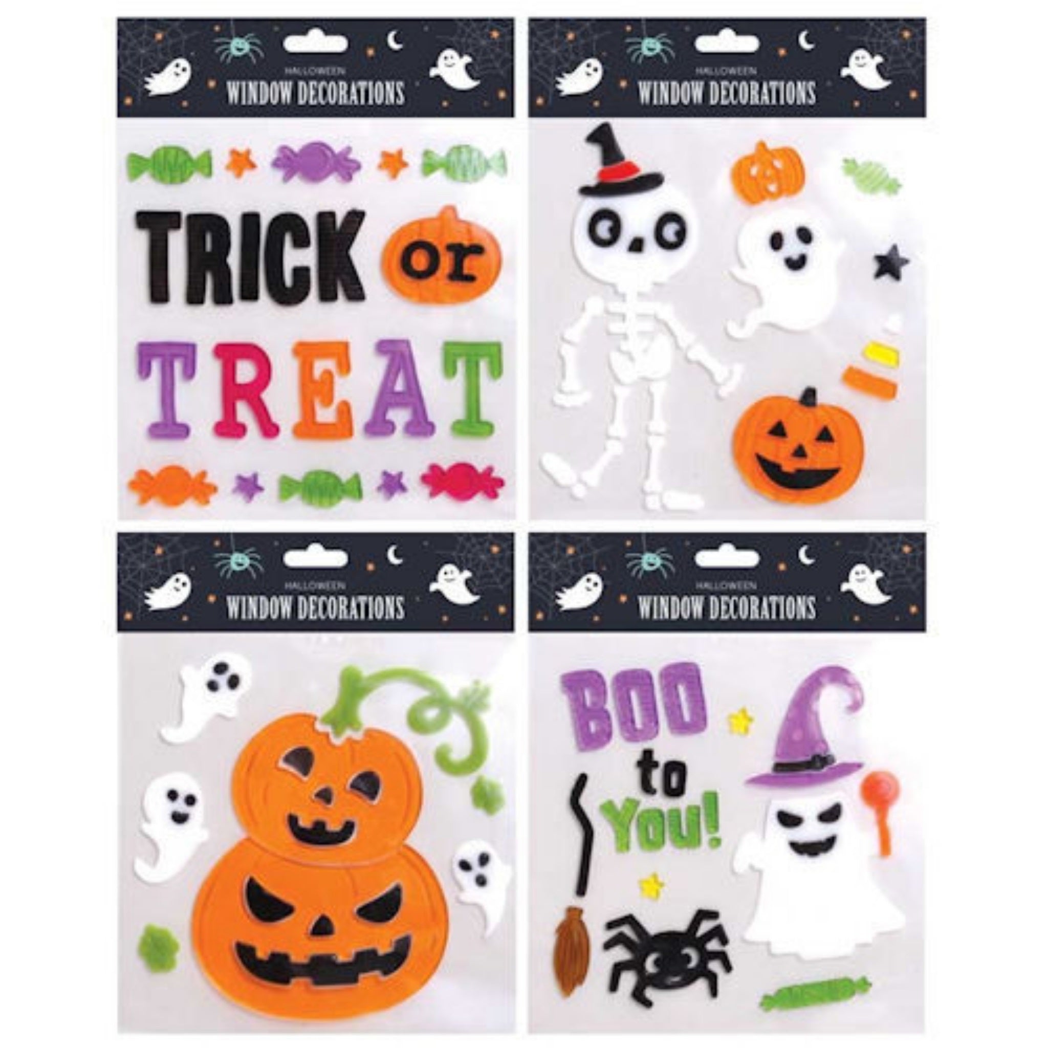 Beclen Harp Halloween Character Gel Clings Window Stickers Decoration/ Assorted Boo To You Trick To Treat Spooky Scary House Party Decorations
