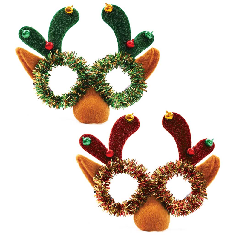 Beclen Harp Reindeer Tinsel Glasses Nose Christmas Fancy Dress Festive Specs Random Design
