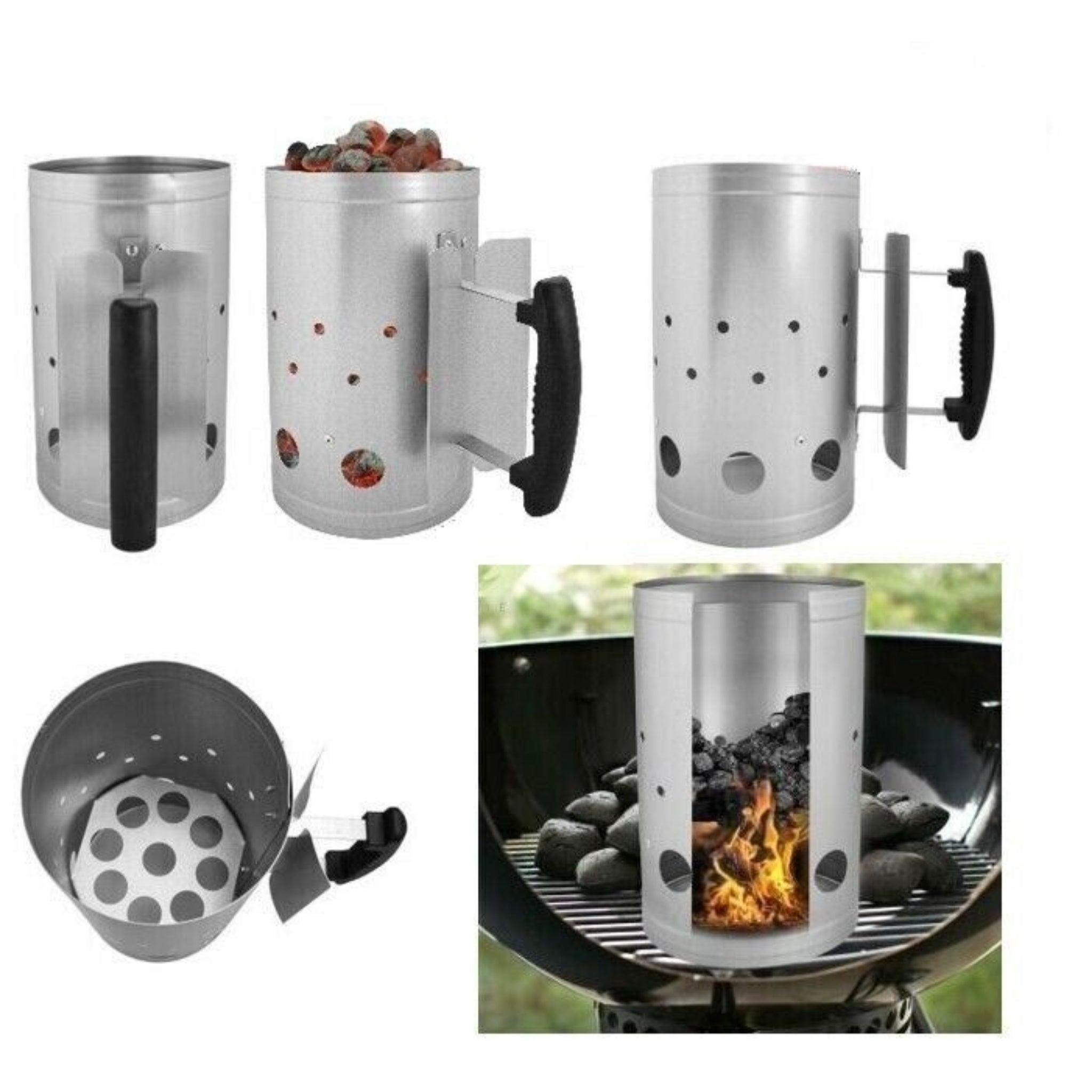 Beclen Harp BBQ Chimney Starter Charcoal Metal Instant Fast Barbecue Fire Lighter LARGE