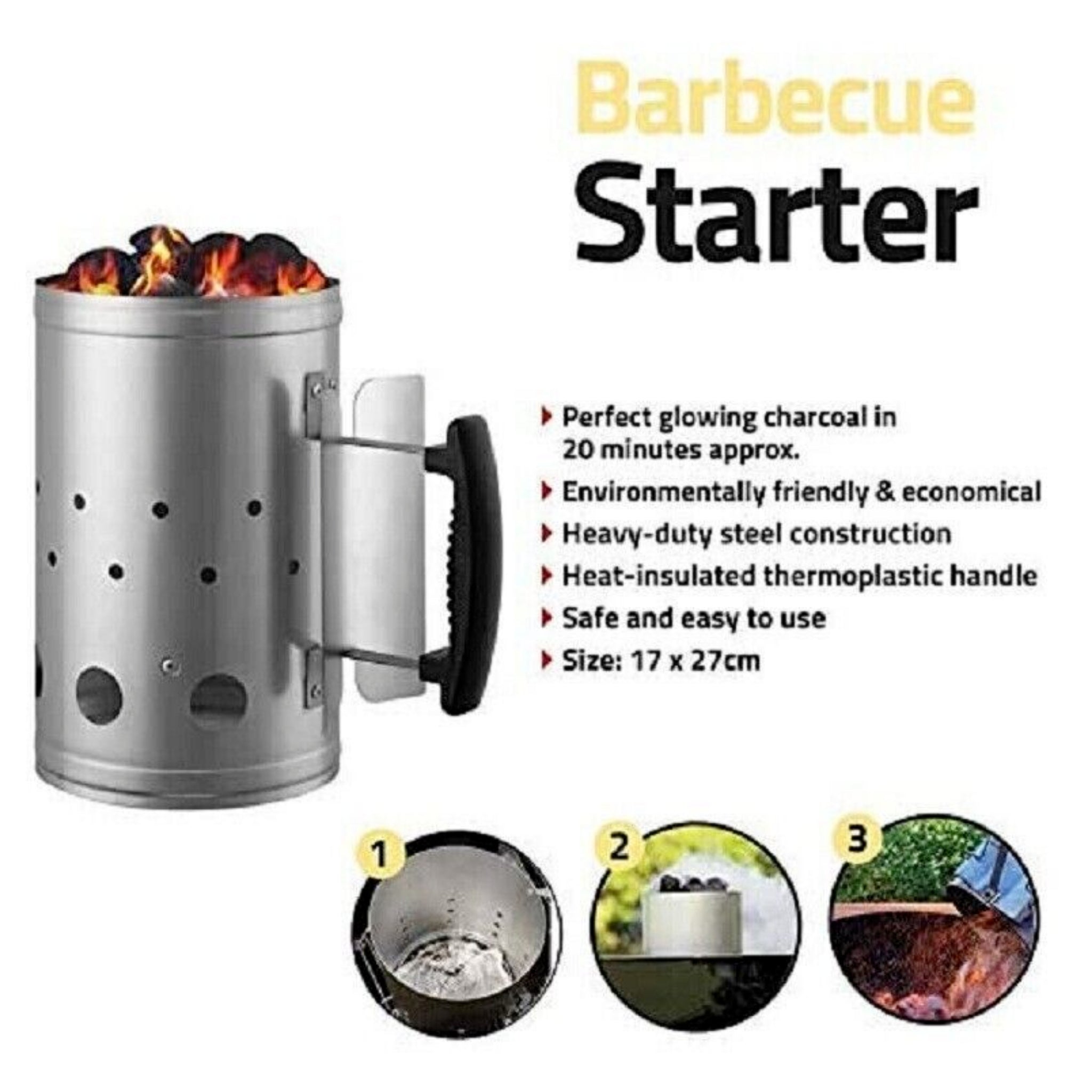 Beclen Harp BBQ Chimney Starter Charcoal Metal Instant Fast Barbecue Fire Lighter LARGE