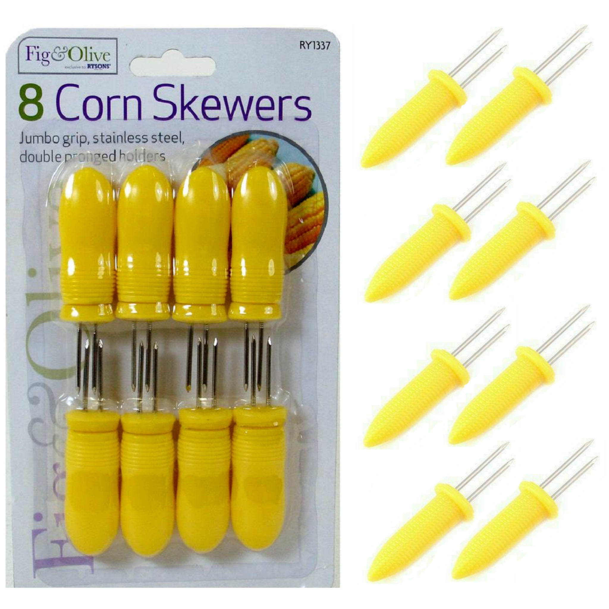 Beclen Harp PACK OF 8 JUMBO CORN ON THE COB HOLDERS / SWEETCORN SKEWERS / PRONGS - BBQ