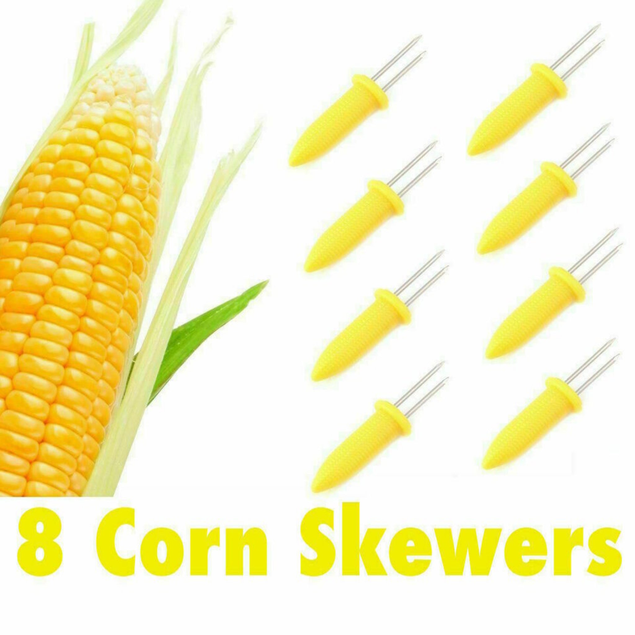 Beclen Harp PACK OF 8 JUMBO CORN ON THE COB HOLDERS / SWEETCORN SKEWERS / PRONGS - BBQ