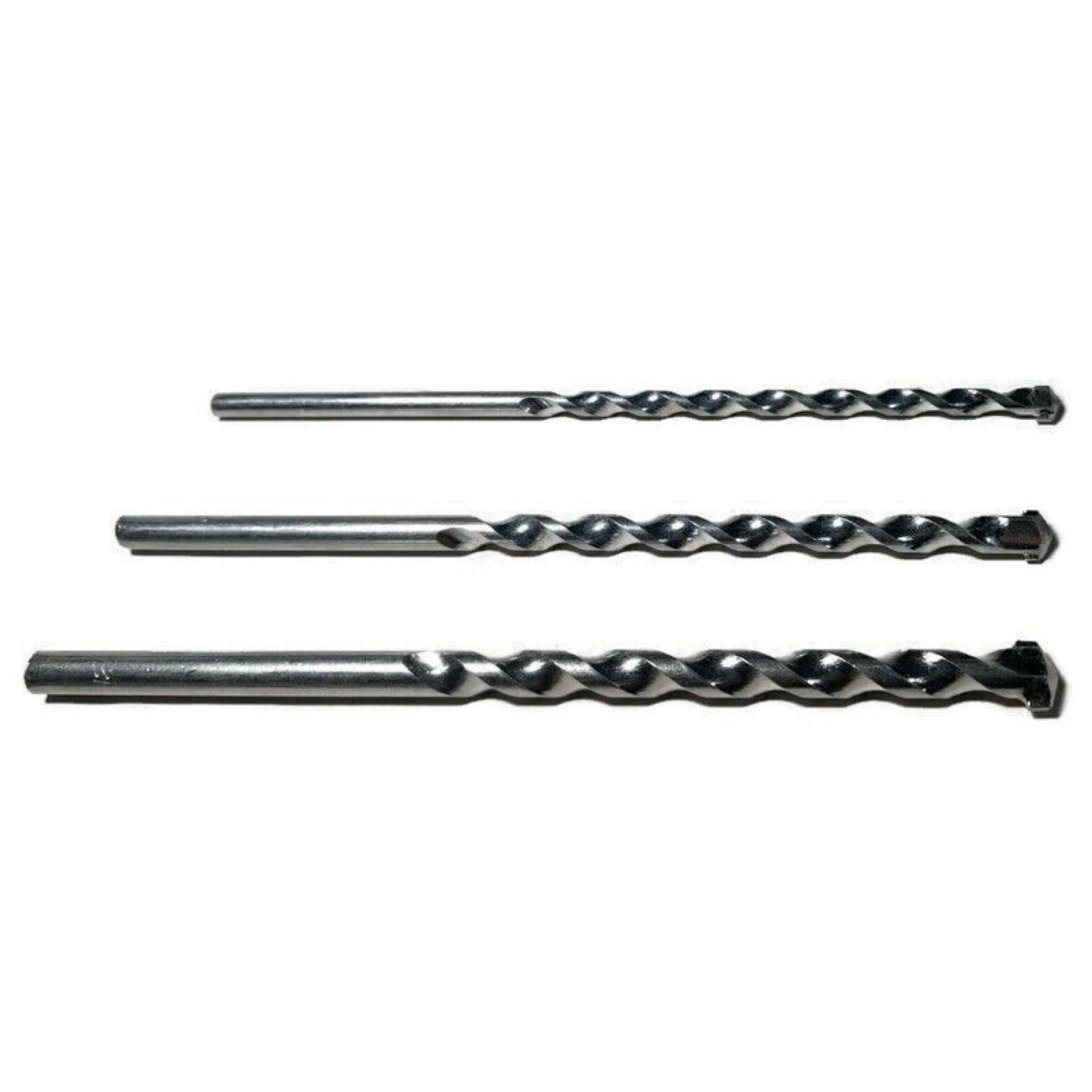 3pc MASONRY DRILL BIT SET INCLUDE SIZES 8 10 12mm 200mm LONG MASONARY Drills DIY