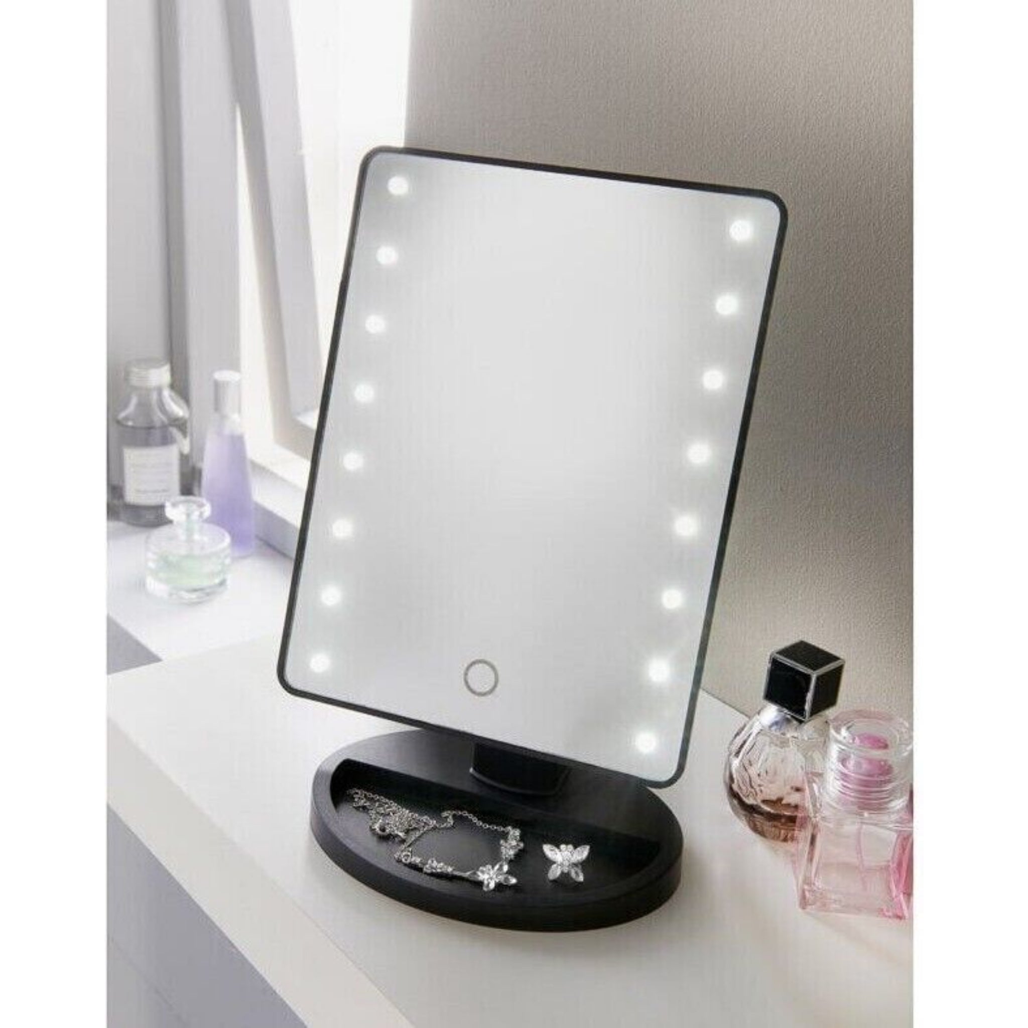 Beclen Harp Make Up Mirror with Lights on Stand Large 21cm: LED Hollywood Vanity White