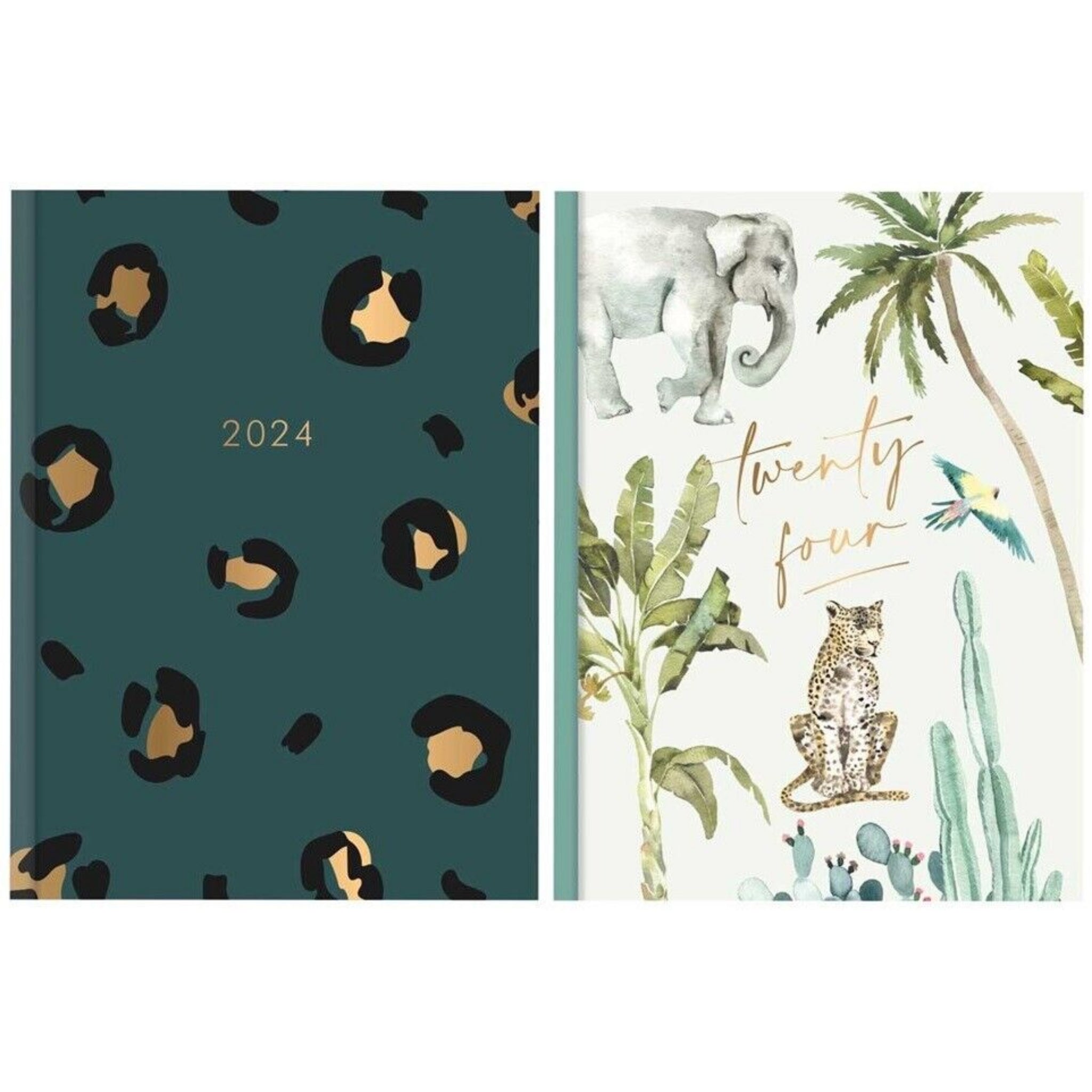 Beclen Harp 2024 A6 A5 Week to View Safari / Animals Design Family Organiser Diary Office