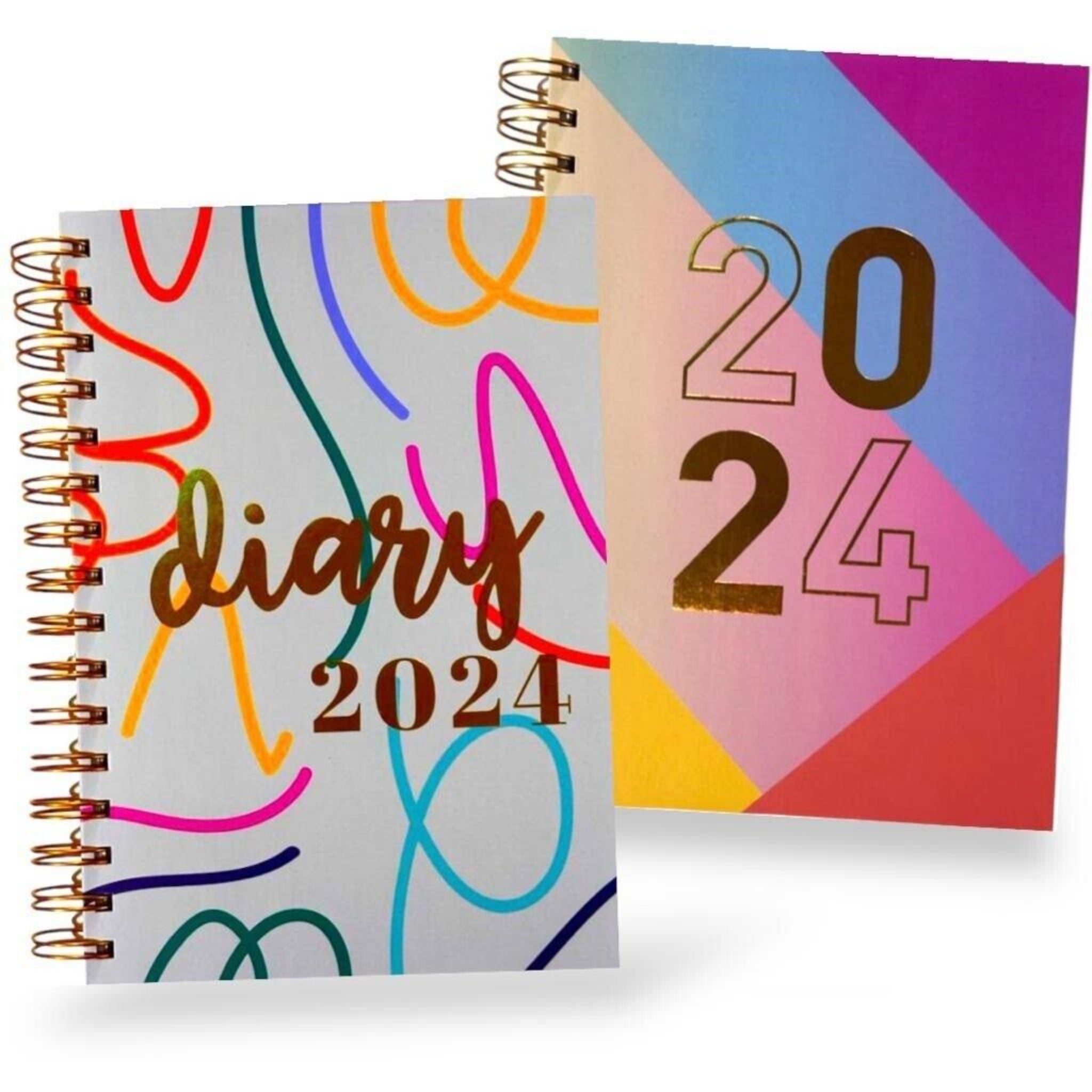 Beclen Harp 2024 A5 DAY A PAGE Diary Hardback Case Bound Back Cover Office School - 2 Pack