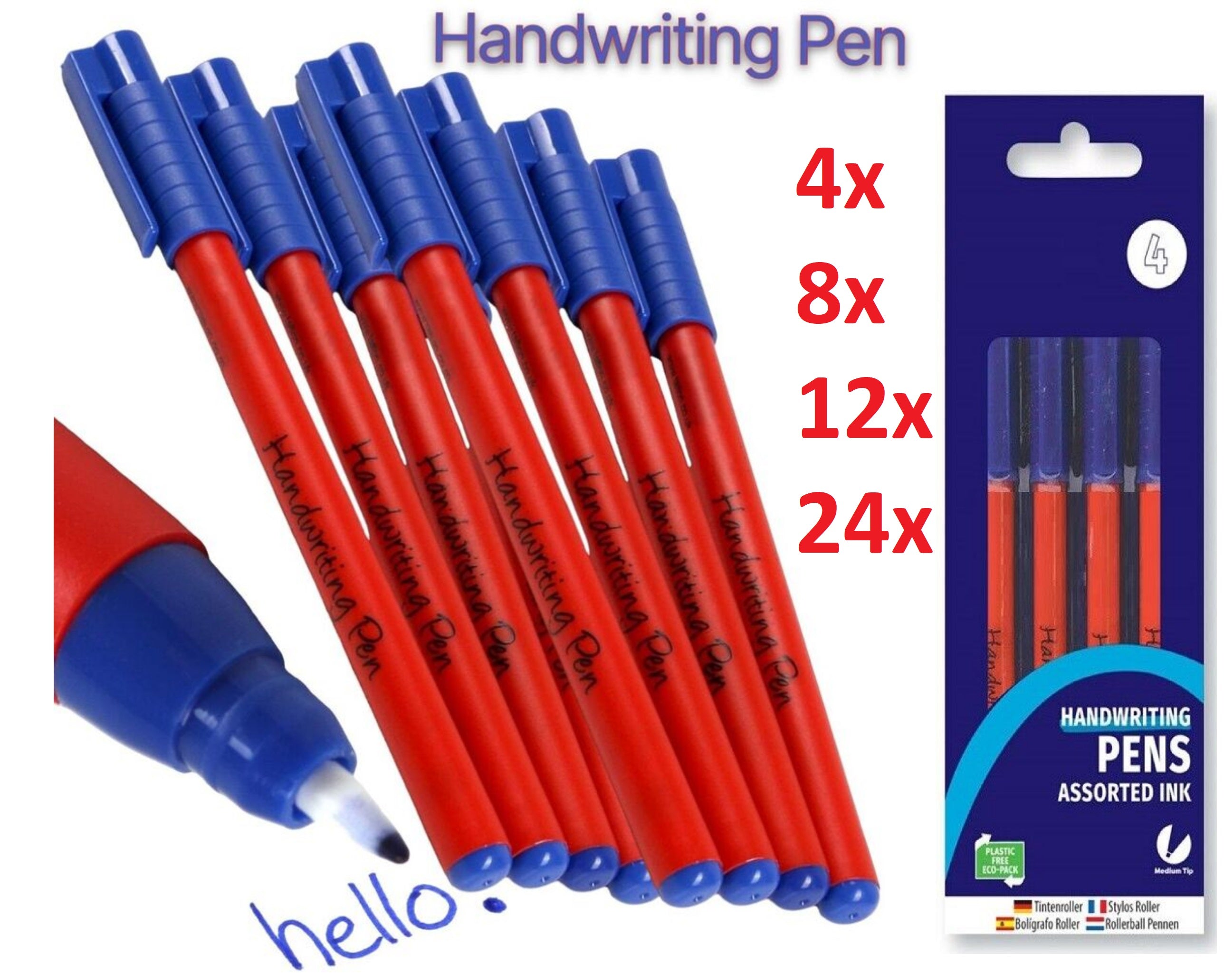 Beclen Harp 4 / 8 / 12 HANDWRITING PENS Quality Fine Tip BLUE ink School Office Stationery