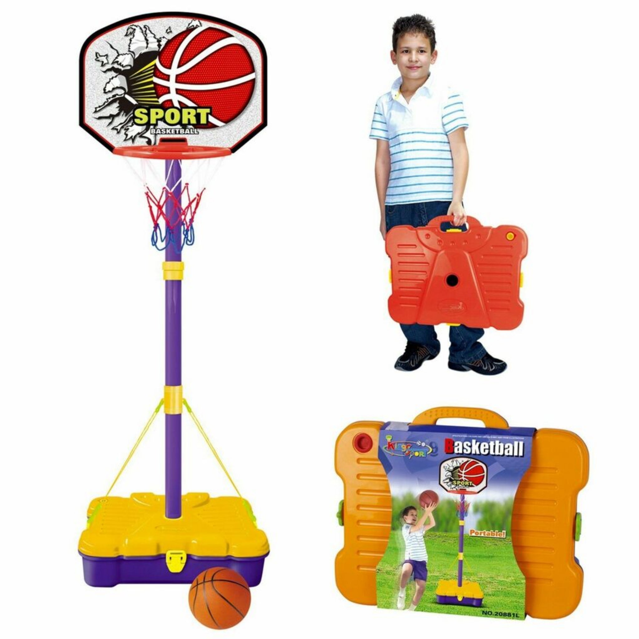 Beclen Harp Free Standing King Sport Kids Basketball Hoop Net Set Backboard Stand Children