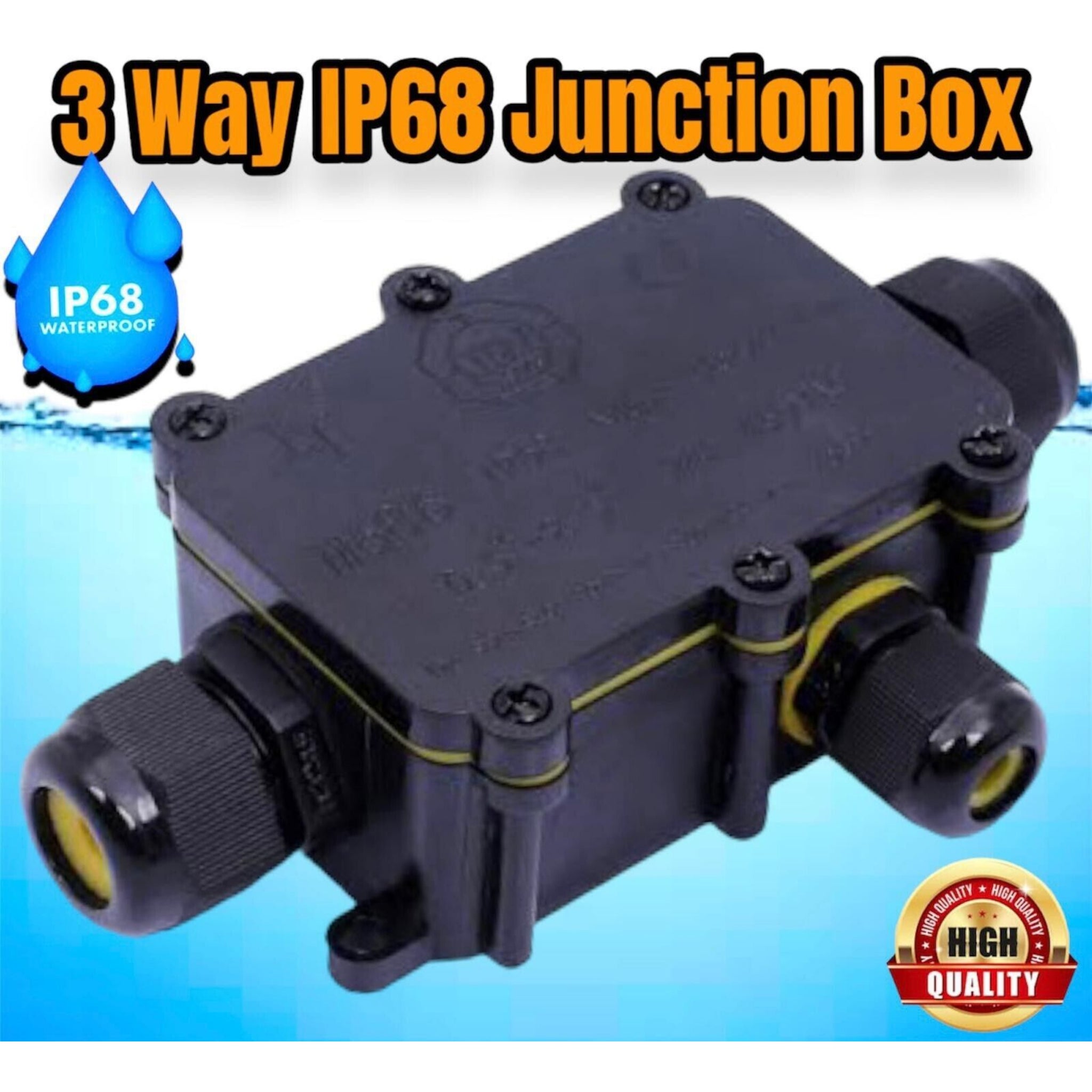 Beclen Harp 3 Way Waterproof Electrical IP68 Junction Box Cable Connector Wire Outdoor-2 Pcs