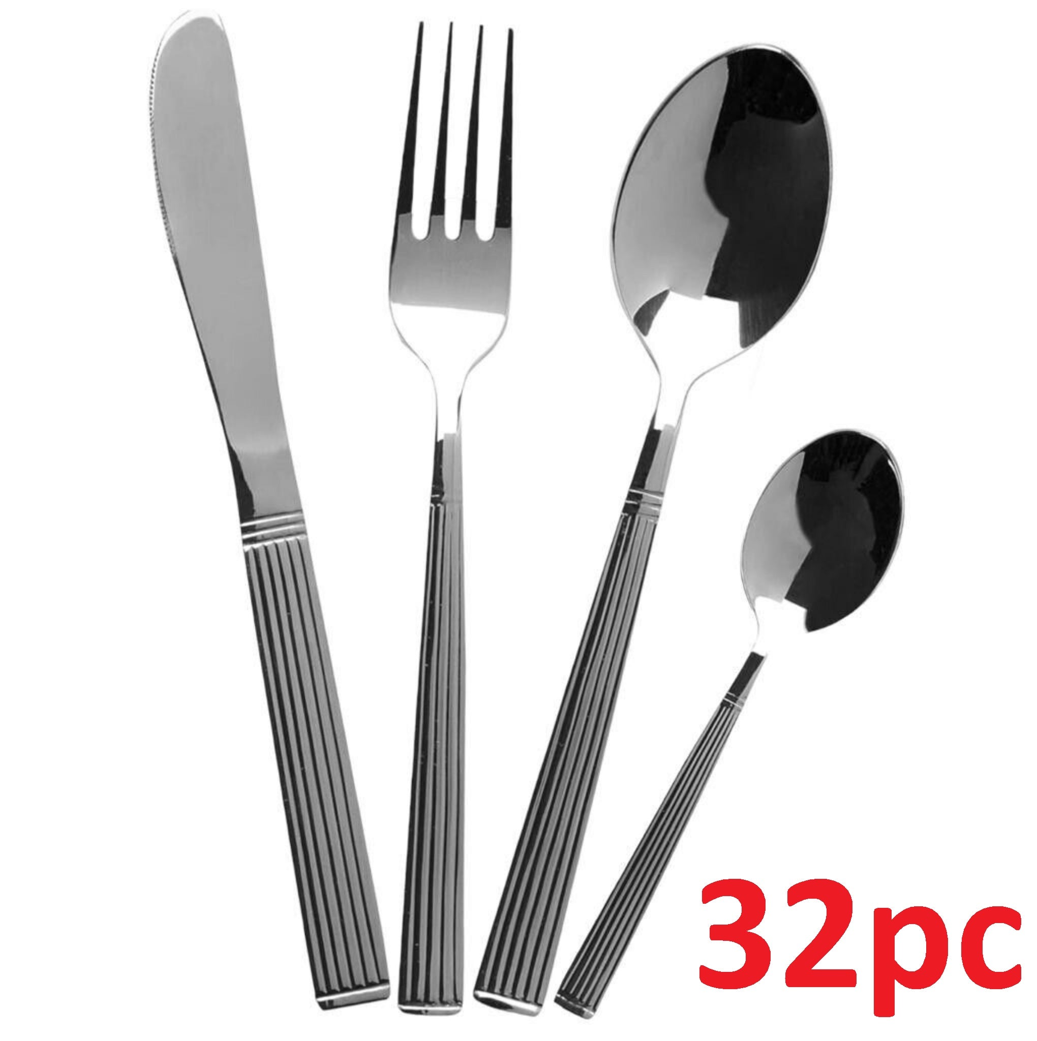 Beclen Harp 32 PCS STAINLESS STEEL KITCHEN CUTLERY SET KNIFE FORK & SPOONS FOR EVERYDAY USE