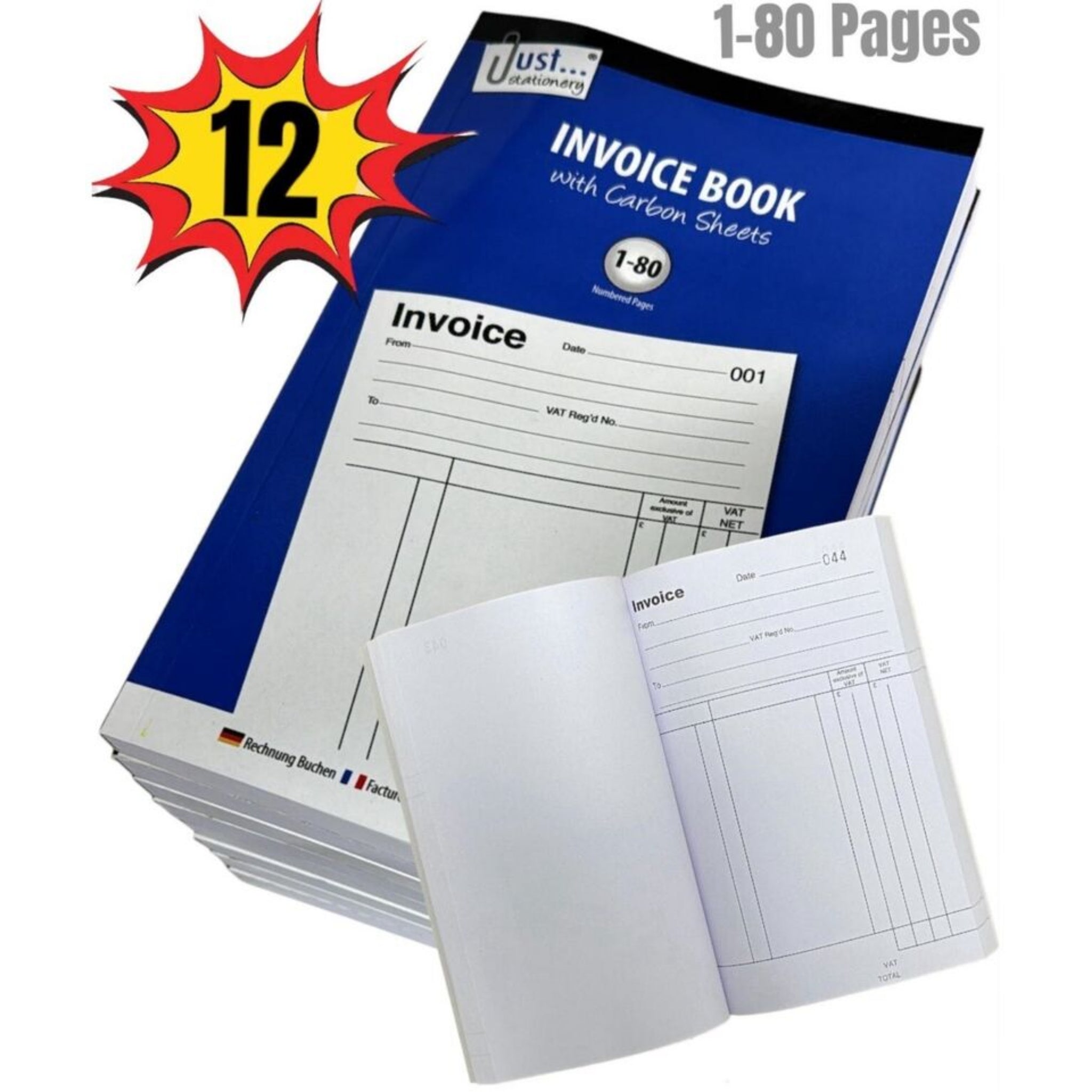 Beclen Harp 12 x A5 Invoice Duplicate Book With Carbon Sheet Full Size 1-80 Pages UK Seller