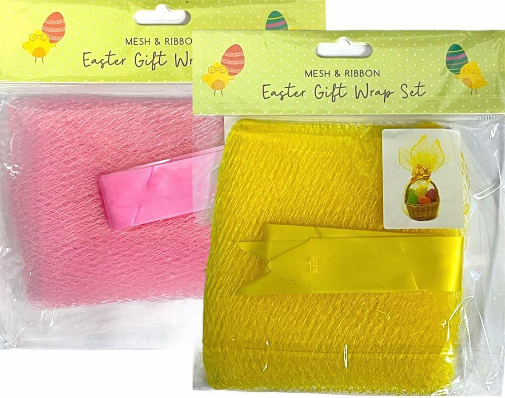 Beclen Harp NEW FINE EASTER / CHRISTMAS MESH & RIBBON GIFT WRAPPING CRAFT SET - 2 COLOURS