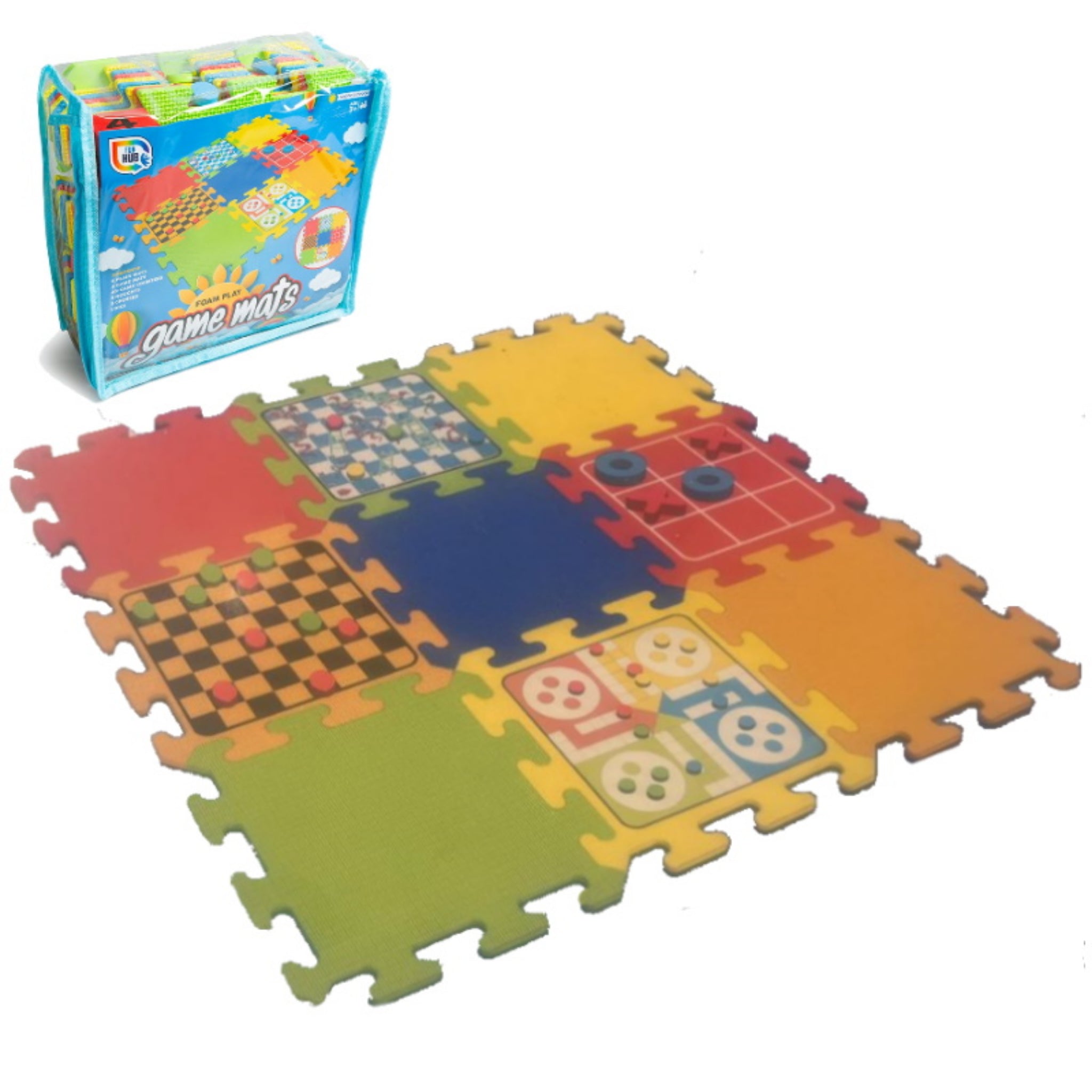 Beclen Harp Foam Interlocking Play Game Mats includes 4 game mats In Zip Bag