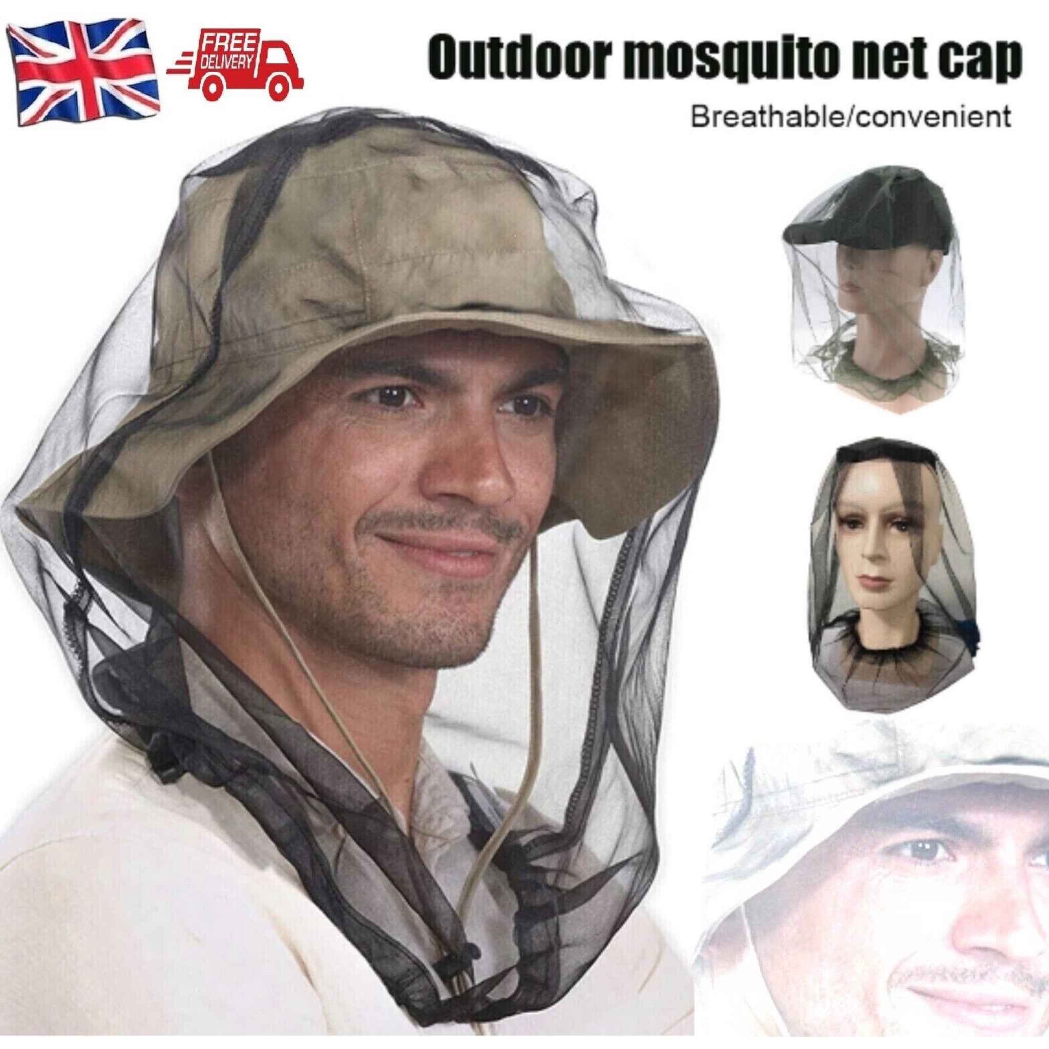 Beclen Harp Midge Mosquito Head Net Hat Insect Fly Mesh Face Protector Travel Camping