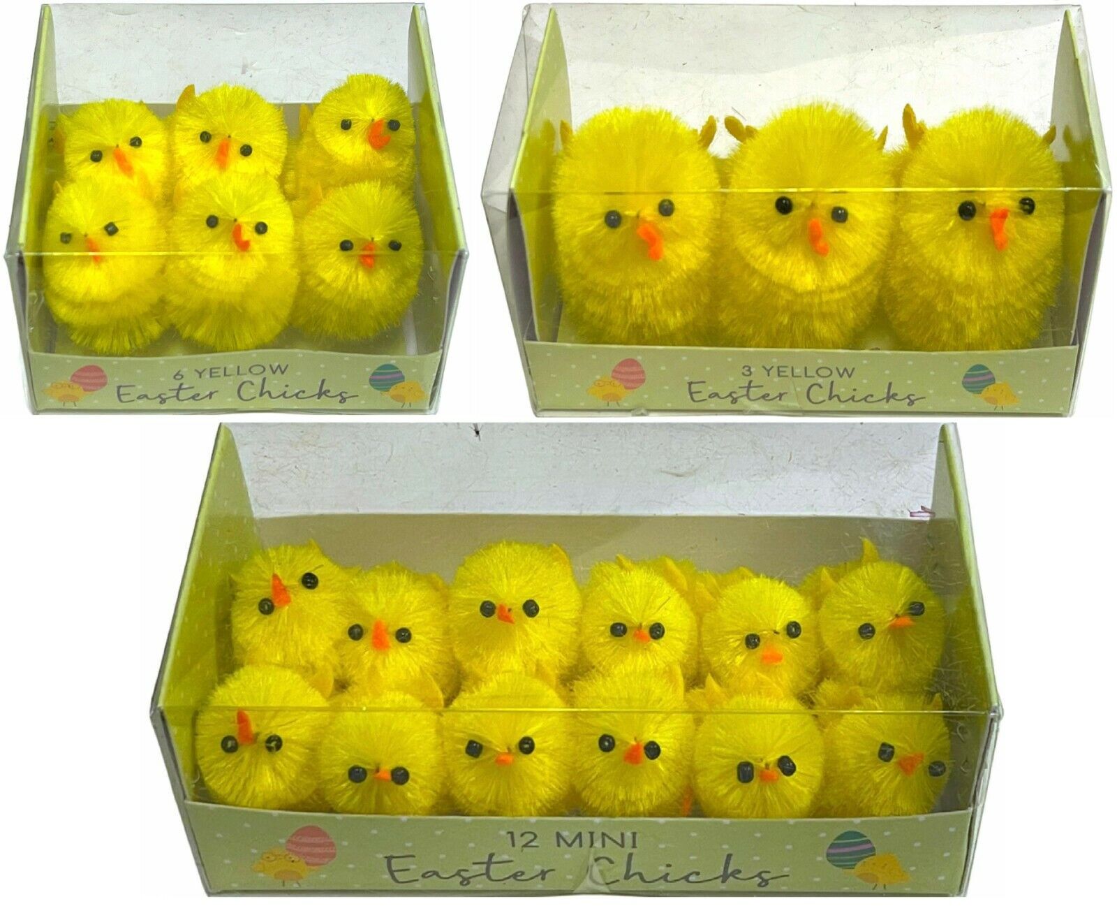 Beclen Harp 🎁 21 Mini Yellow Fluffy Easter Chicks Bonnet Egg Hamper Decoration Giant 3 Pack