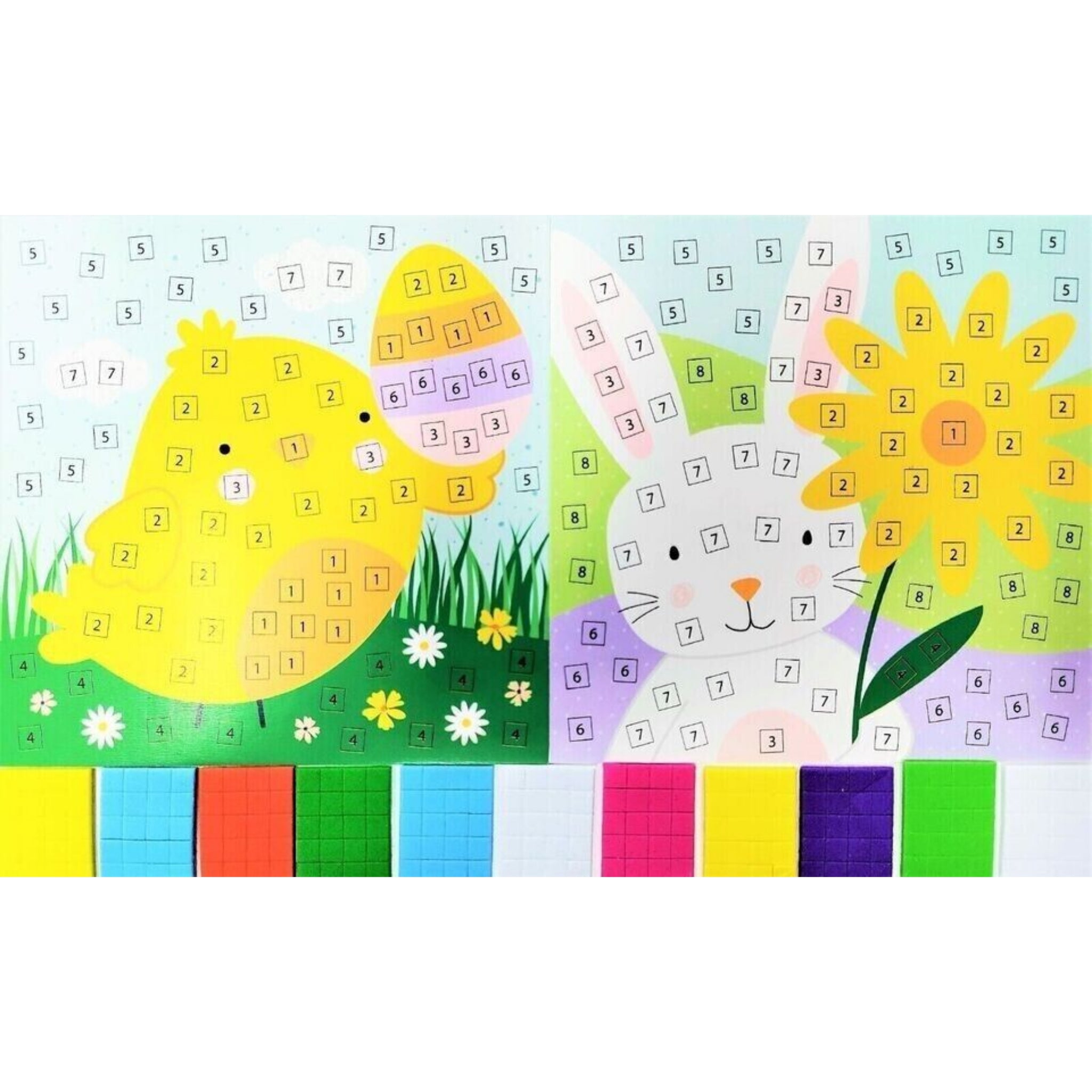 Beclen Harp Make your Own 2 Easter Mosaics - Decorate Your Own Easter Bunny Chick Craft Kit