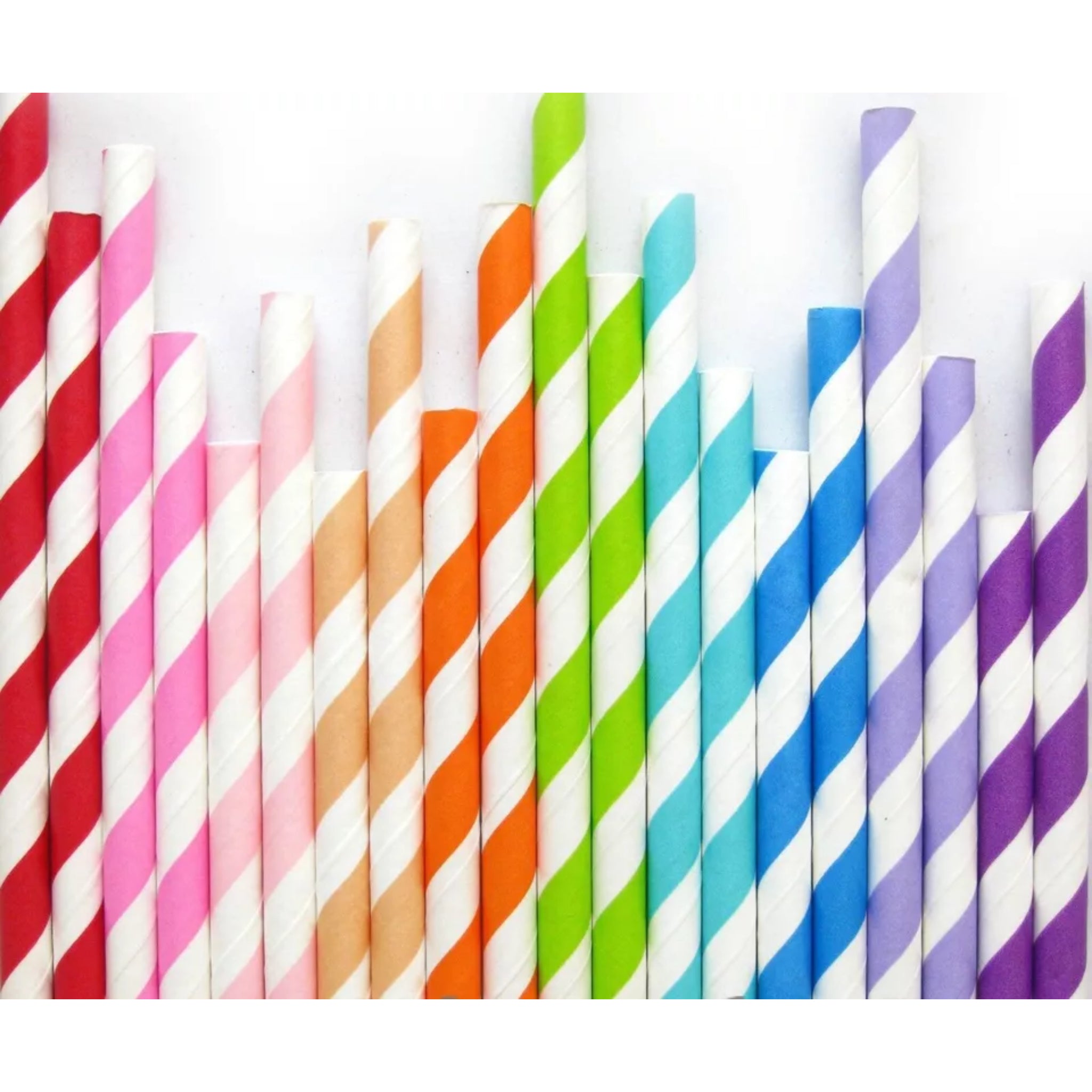 Beclen Harp 50 Disposable Paper Straws | Stripy | Drinking Straws Eco Friendly Biodegradable