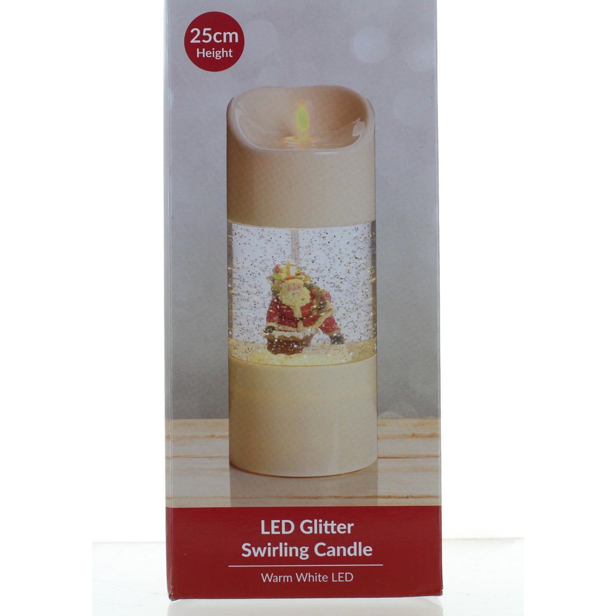 Beclen Harp Christmas LED Warm White Swirling Glitter Candles Santa / Snowman Mains/Battery