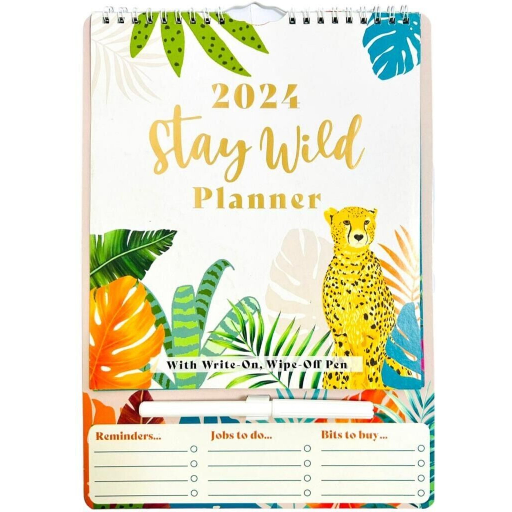 Beclen Harp 2024 Memo Board Calendar Spiral Bound With Family Wipe Off Pen Home Organiser