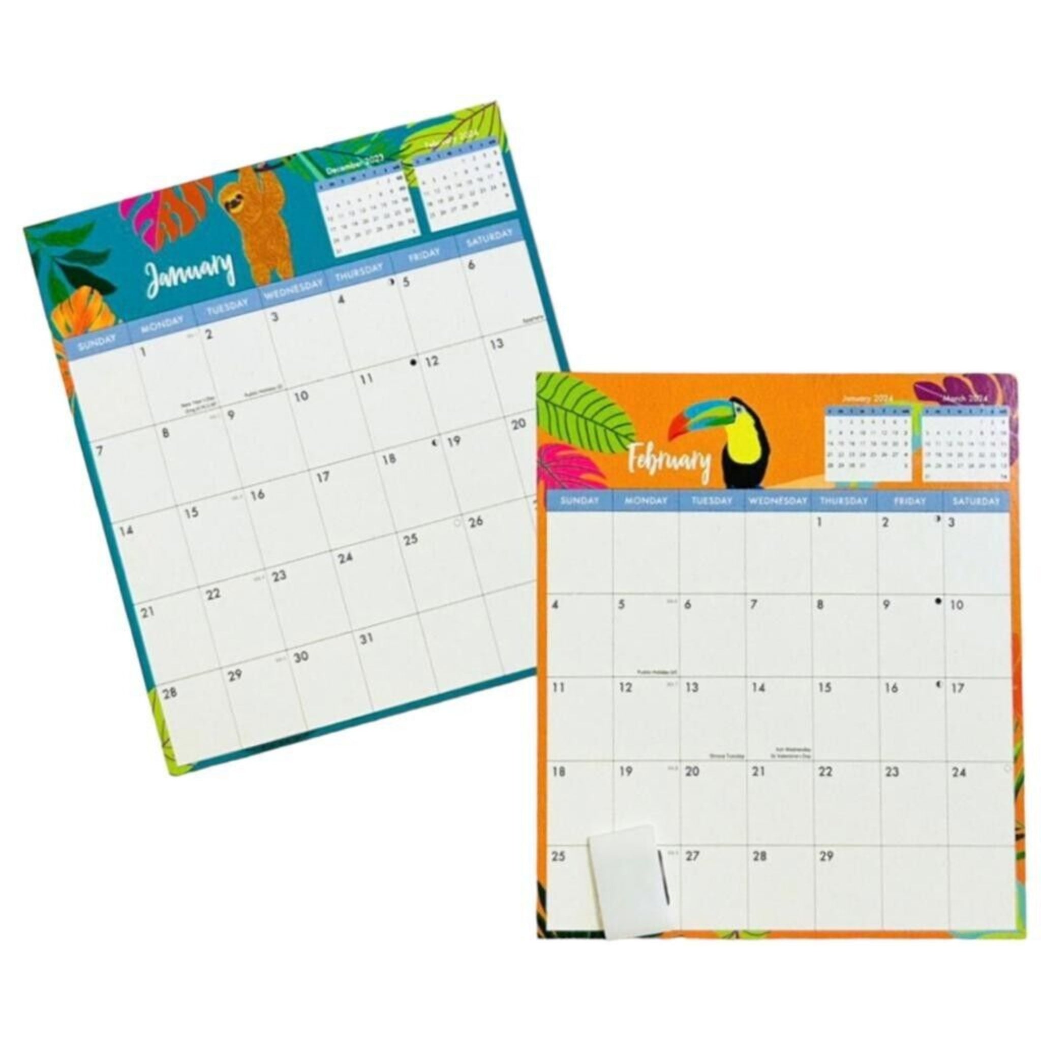 Beclen Harp 2024 Memo Board Calendar Spiral Bound With Family Wipe Off Pen Home Organiser