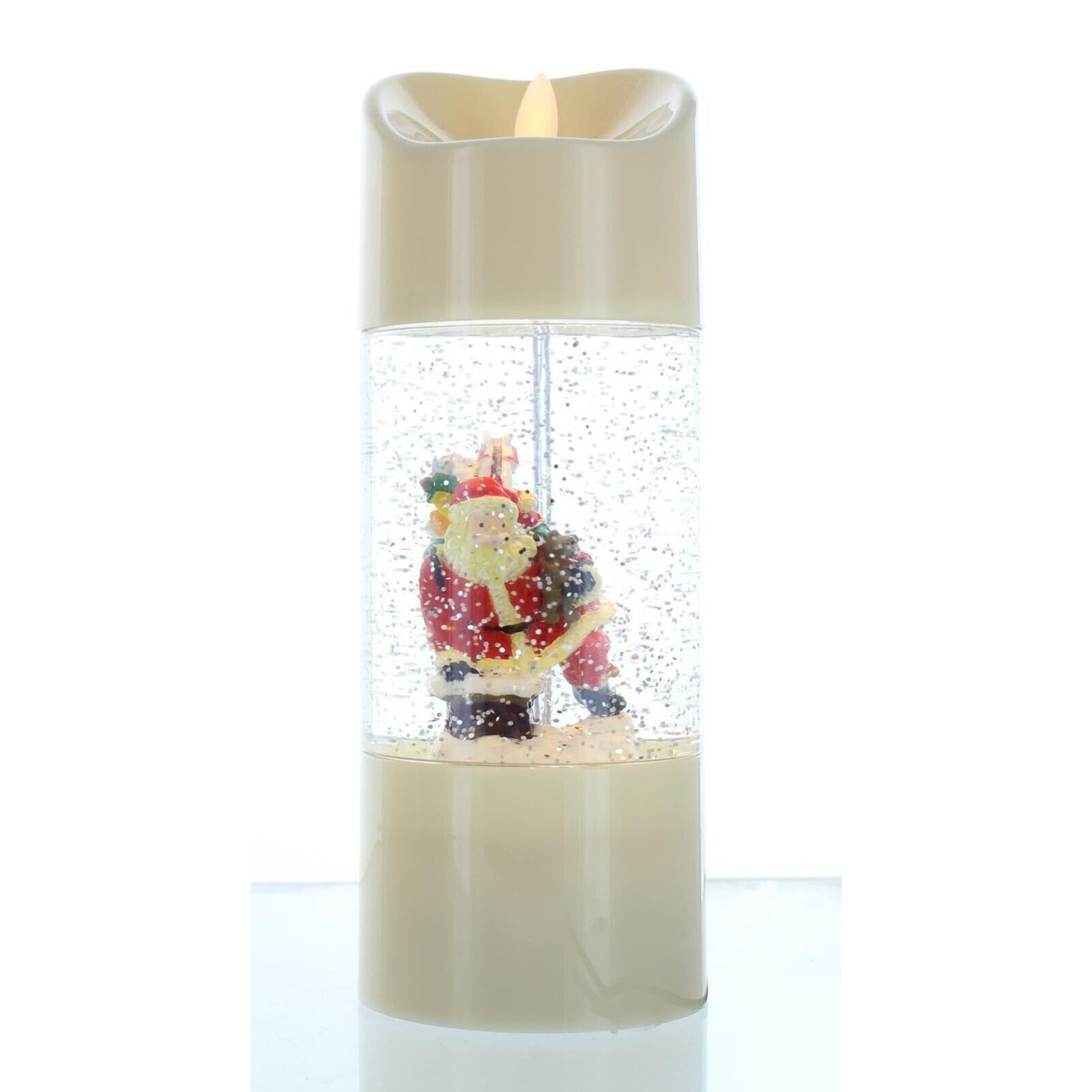 Beclen Harp Christmas LED Warm White Swirling Glitter Candles Santa / Snowman Mains/Battery