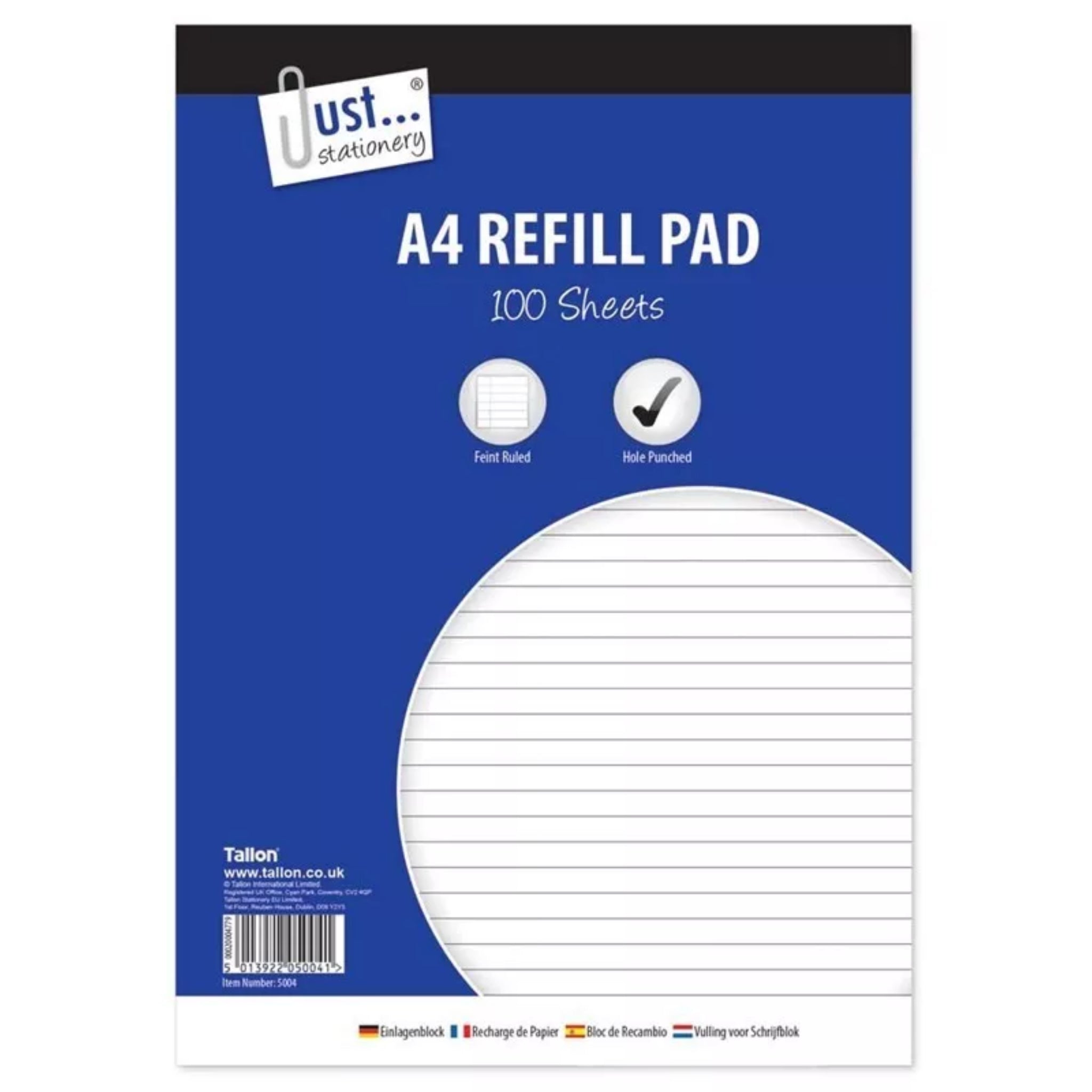 Beclen Harp 6x A4 Refill Pad Ruled 100 Sheets Margin Lined Writing Note Book Punched Holes Pad