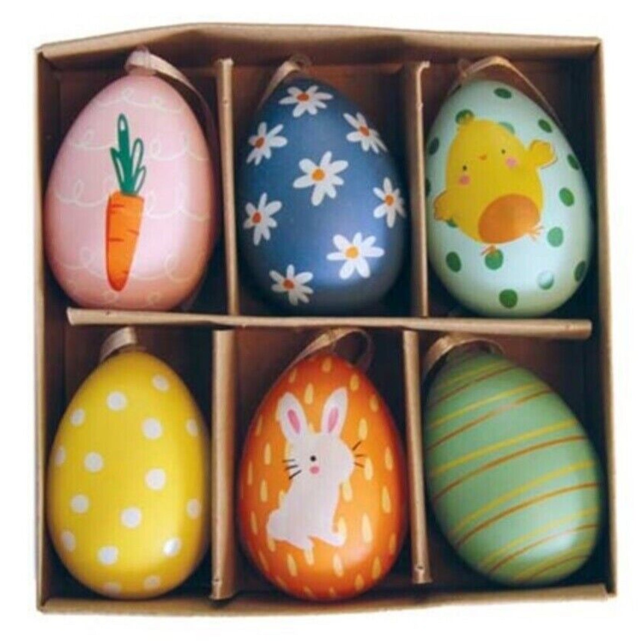 Beclen Harp 6 PCS Colorful Painted Easter Eggs Hanging Ornaments for DIY Crafts Home Décor