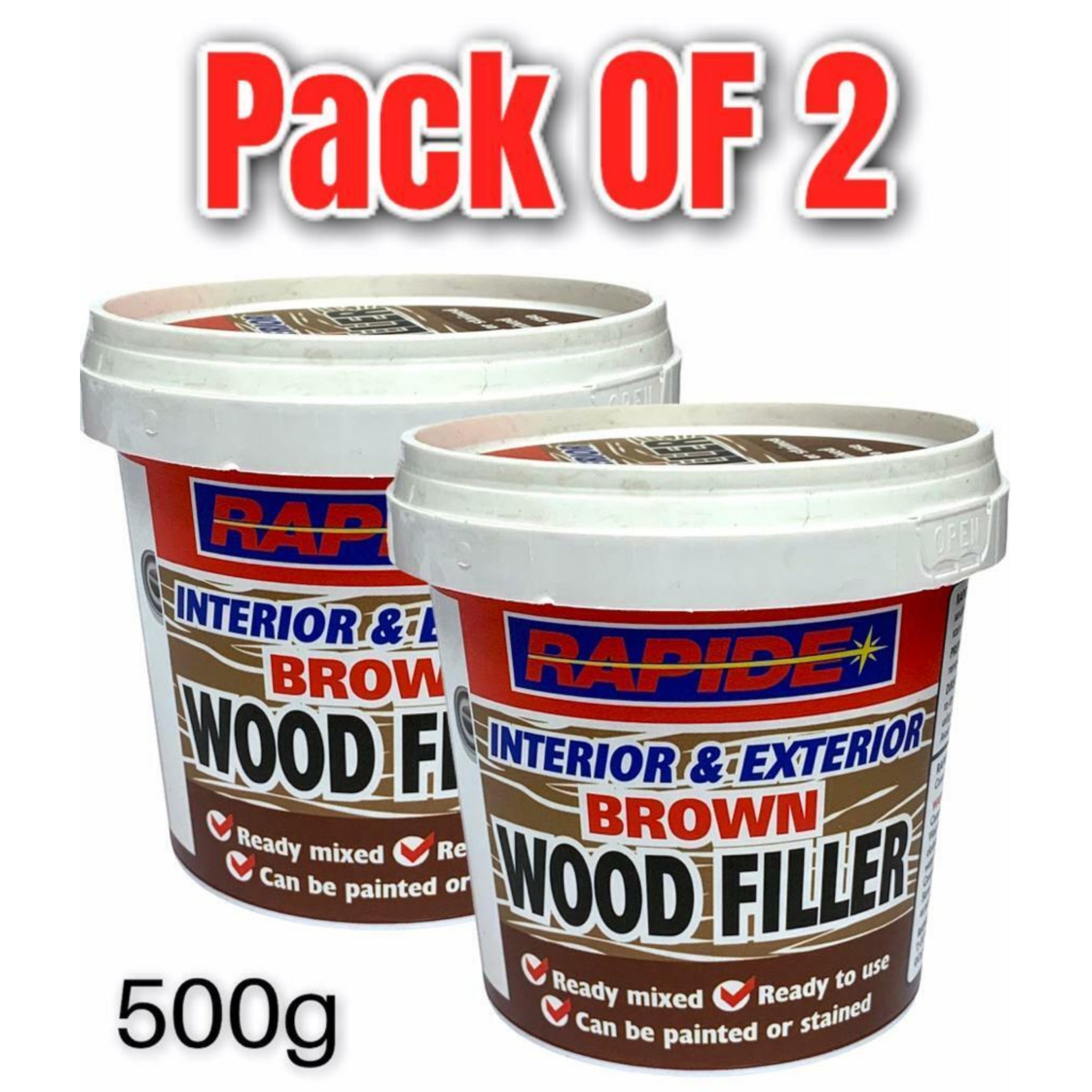 Beclen Harp Pack OF 2 Wood Filler 500g Brown Flexible Ready Mixed Wood Repair Wood fil