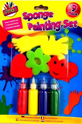 Beclen Harp 9pc Kids Paint Brushes Sponge Painting Brush Finger Paints Set for Children Toddlers