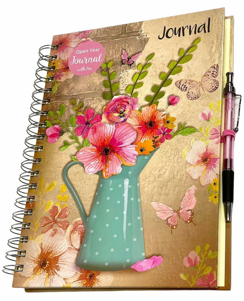 Beclen Harp A5+ Quality Decorative Vintage Open Year Journal / Diary with Pen - 240 Pages