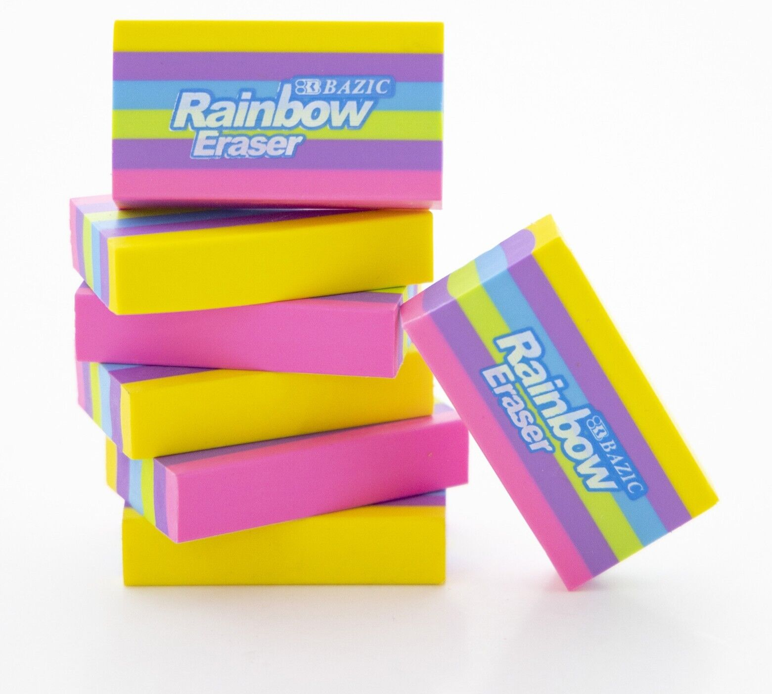 Beclen Harp 8x RAINBOW COLOUR ERASERS Kids Rubbers Party Favor Loot Gift Bag Reward Fillers