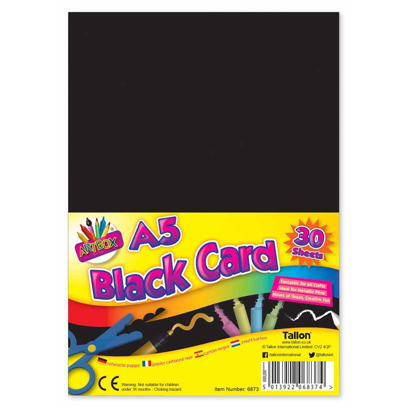 Beclen Harp A4 / A5 BLACK ACTIVITY CARD 15, 30, SHEETS ART PAPER CRAFT OFFICE COLLAGE USE