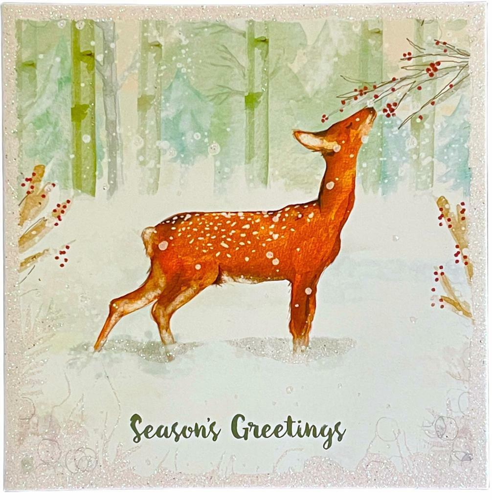 Beclen Harp 10 Pack Square Santa Winter Scene Traditional Glitter Christmas Cards 10 Designs