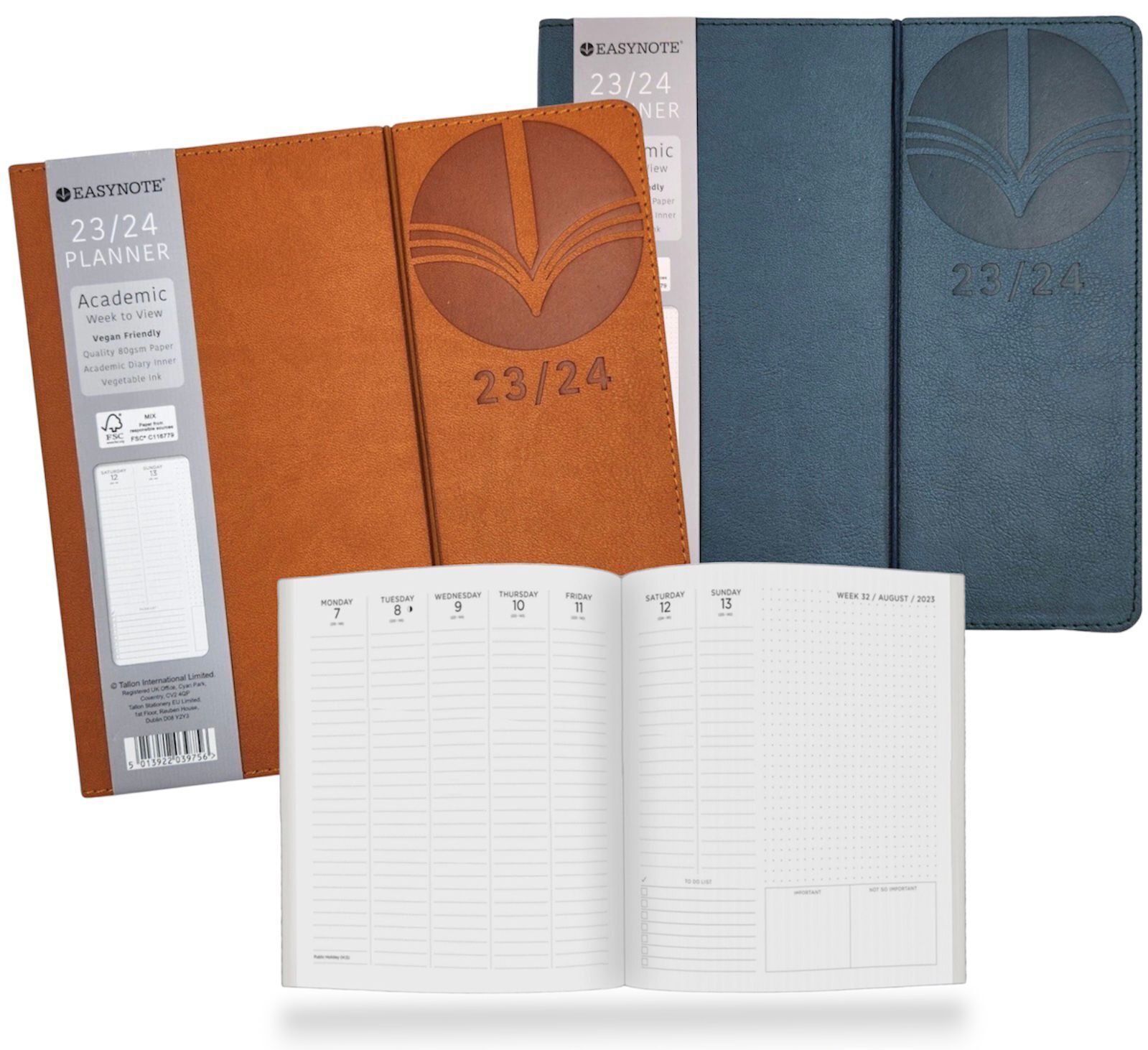 Beclen Harp 2023-2024 Academic Square Week to View Luxury Leatherette Soft Diary School Office Home Mid-year diary
